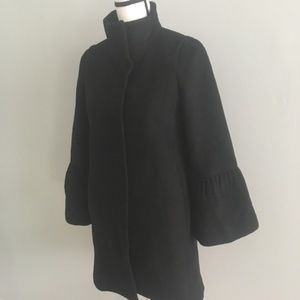 Loft Black Wool Flutter Sleeve Coat Size XSP